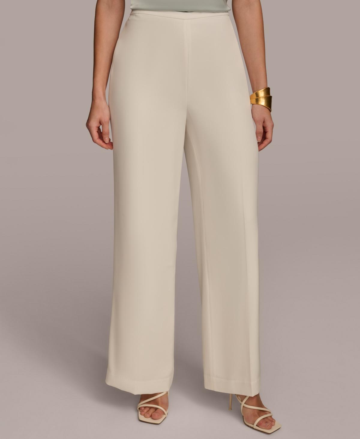 Donna Karan Womens Flat Front Wide Leg Pants Product Image