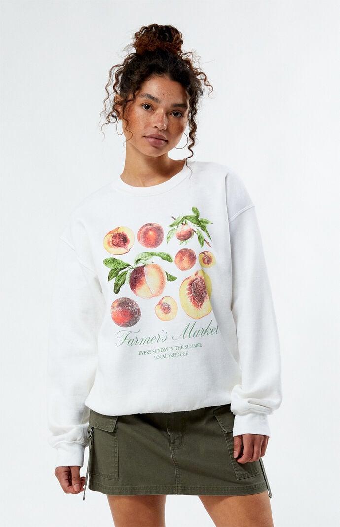 Golden Hour Womens Peach Farmers Market Crew Neck Sweatshirt Product Image