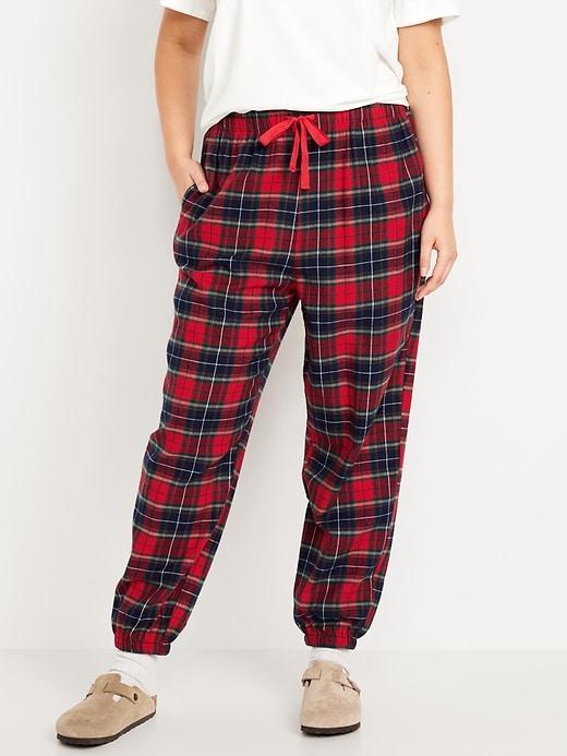 High-Waisted Flannel Pajama Joggers Product Image