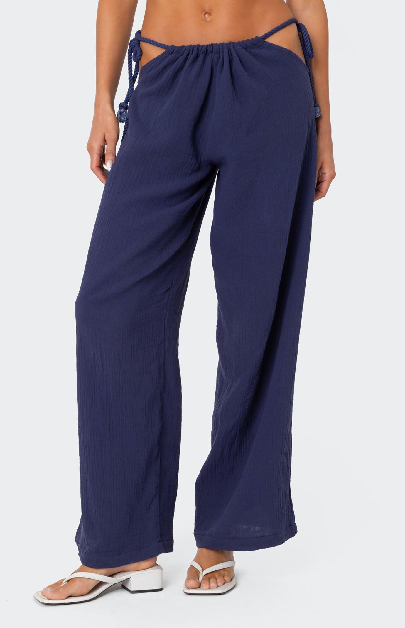 Edikted Women's Leoni Side Tie Cotton Gauze Pants Product Image