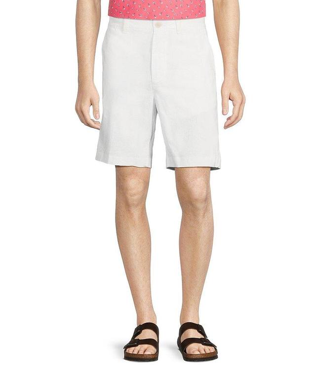 Roundtree & Yorke Casuals Classic Fit Flat Front Solid 9#double; Linen Shorts Product Image