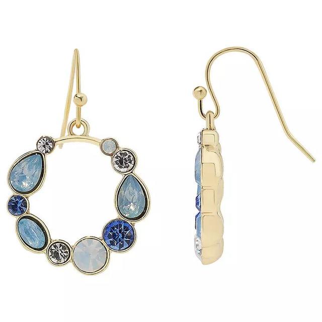 LC Lauren Conrad Gold Tone Blue Stone Hoop Dangle Earrings, Womens Product Image