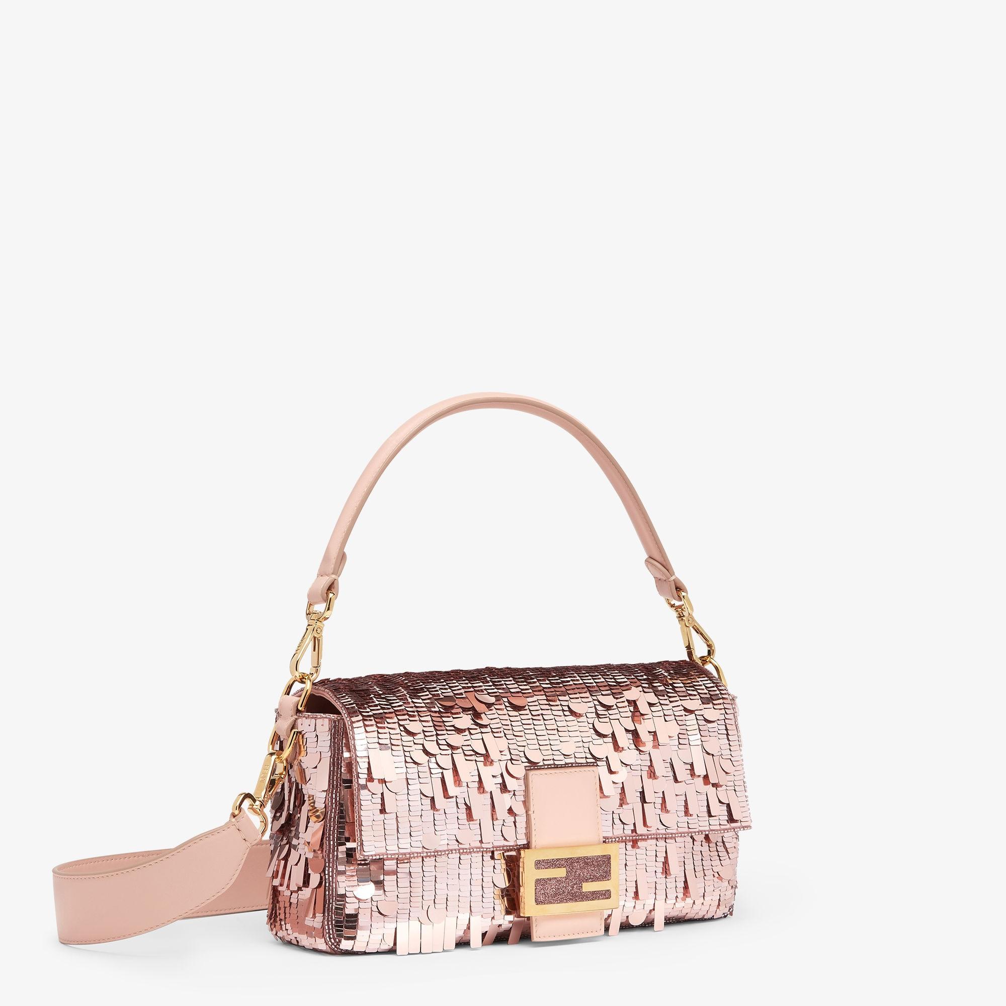 BaguettePink sequin and leather bag Product Image