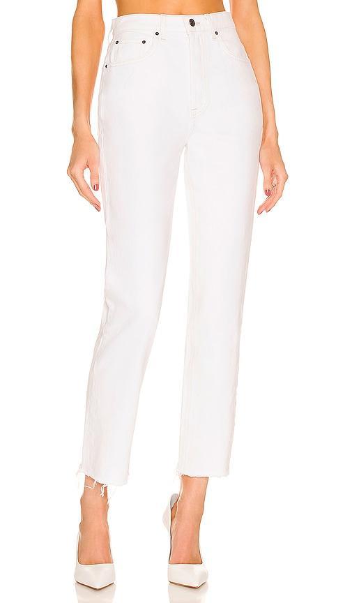 GRLFRND Cassidy Mid Rise Straight in White Product Image