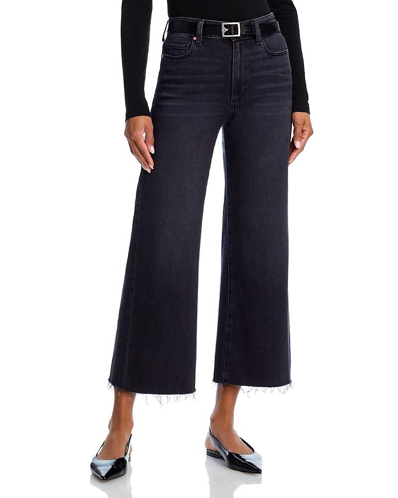 Paige Anessa High Rise Wide Leg Ankle Jeans in Black Lotus Product Image