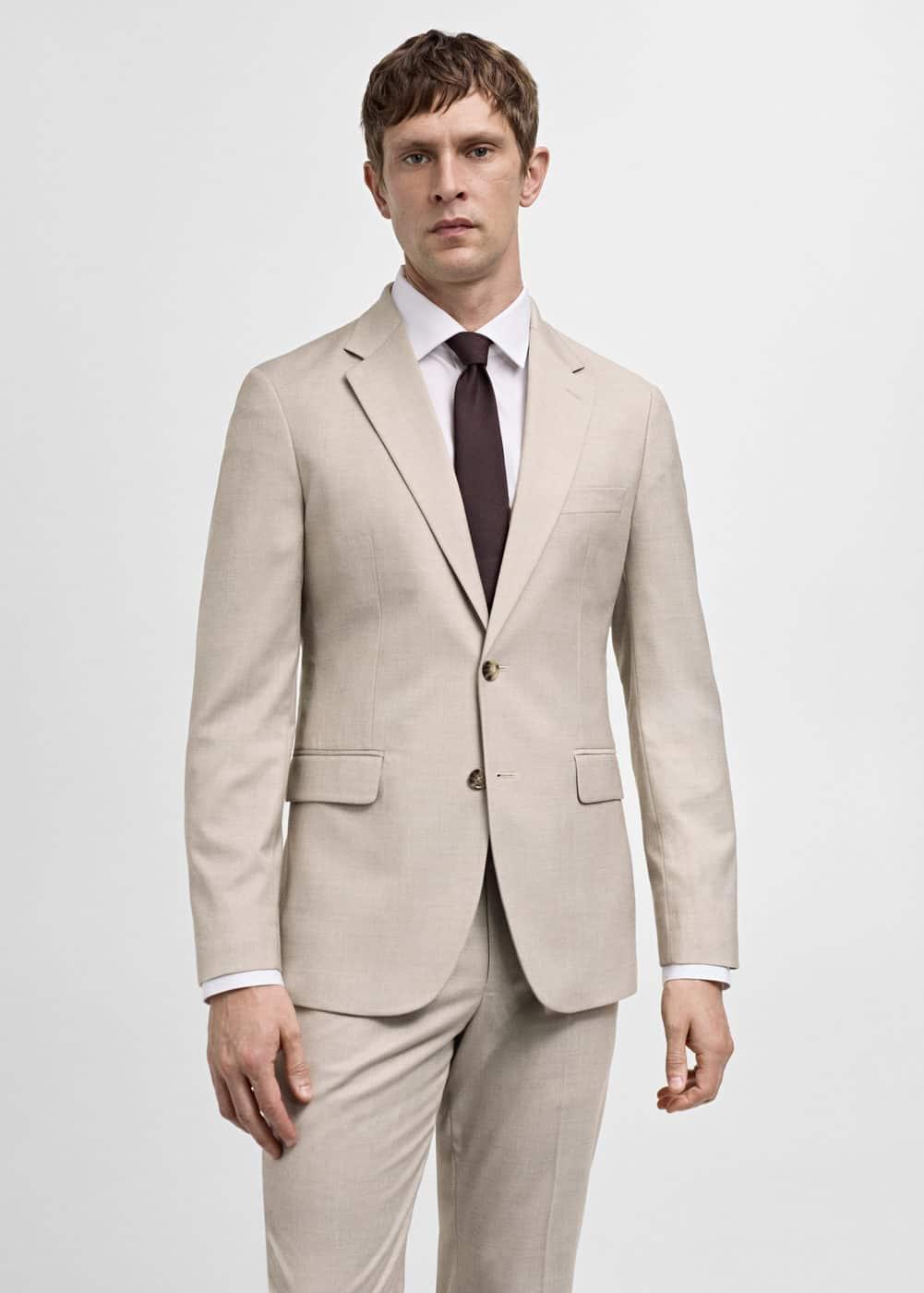 MANGO MAN - Stretch fabric slim-fit suit blazer beigeMen Product Image