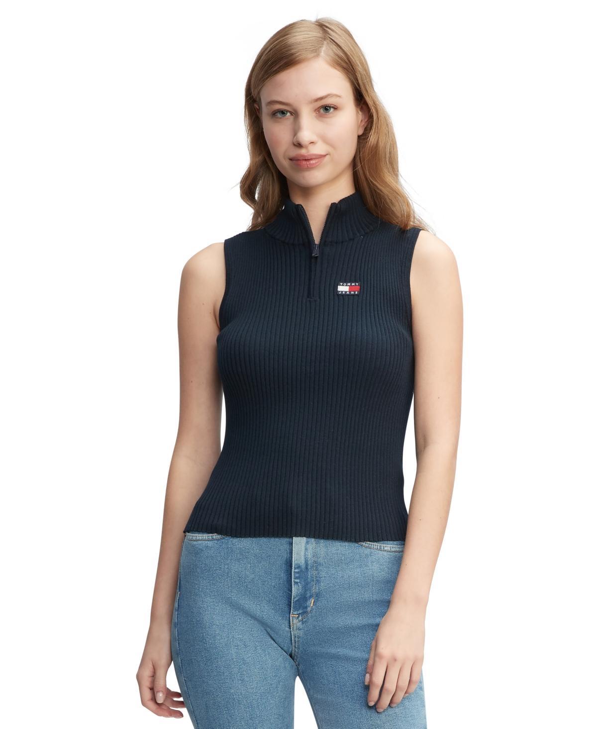 Tommy Jeans Womens 1/4-Zip Sleeveless Badge Sweater Product Image