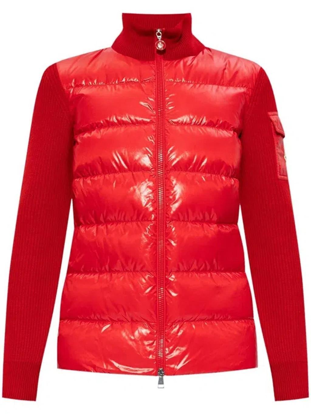 MONCLER Logo Patch Contrasting Padded Jacket In Red Product Image