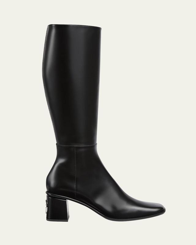 Onyx Leather Knee Boots Product Image