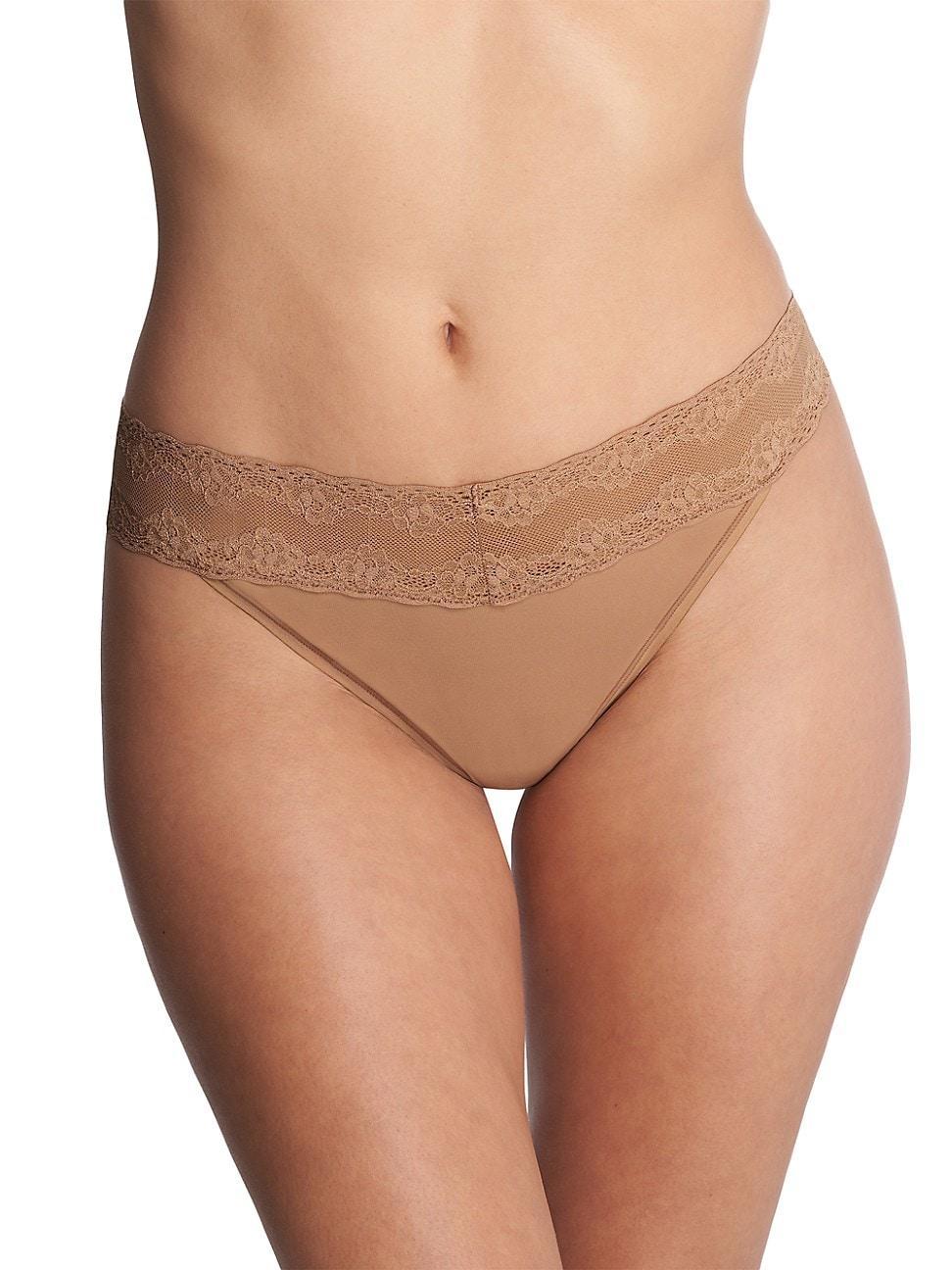 Womens Bliss Perfection Lace Trim One Size Thong Product Image