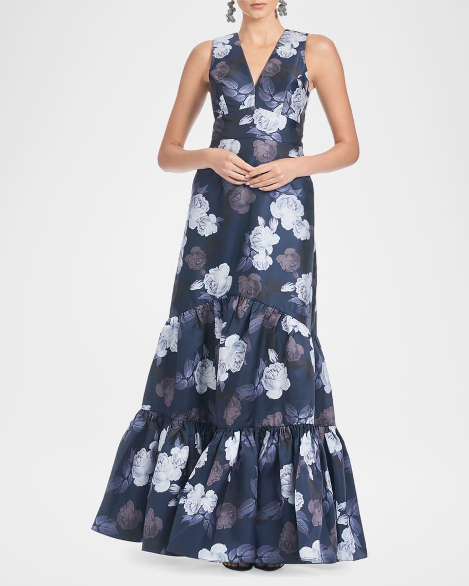 Rori Floral-Print Flounce Tiered Gown Product Image