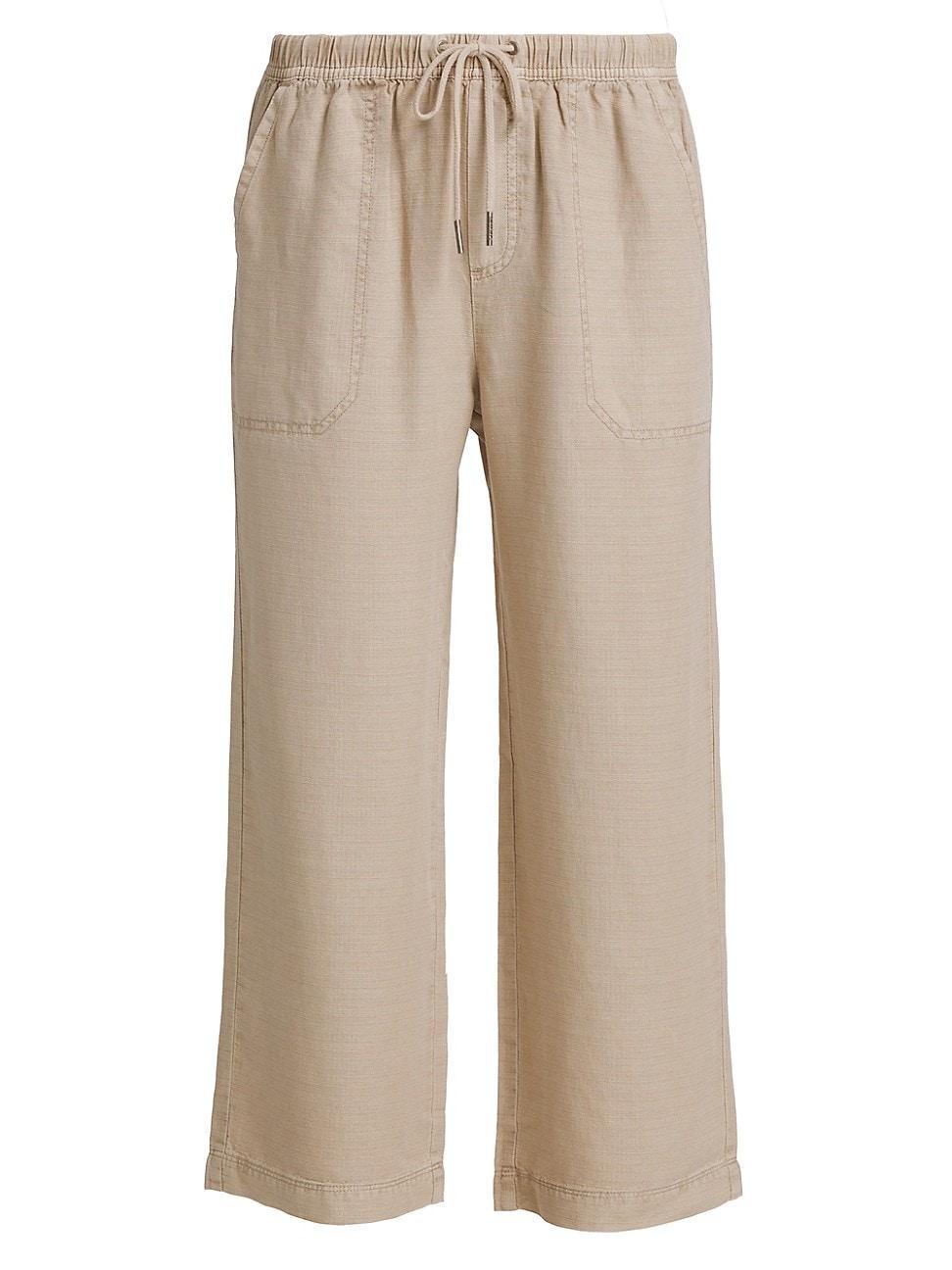 Womens Angie Drawstring Wide-Leg Crop Pants Product Image