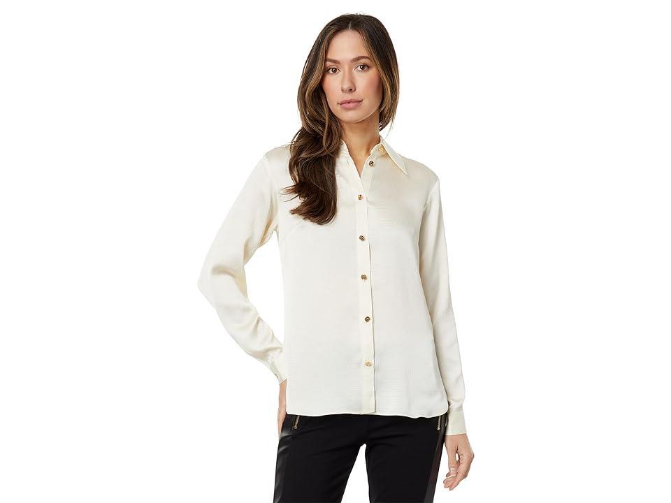 MICHAEL Michael Kors Petite Satin High-Low Long Sleeve Top Women's Clothing product image