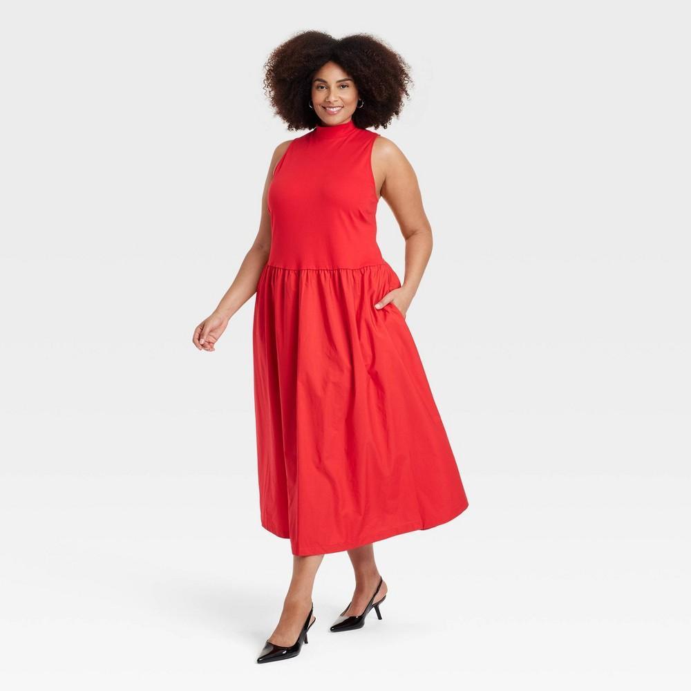 Womens Maxi A-Line Dress - A New Day Red 1X Product Image