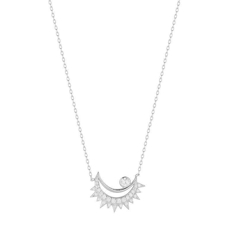 Sunkissed Sterling Cubic Zirconia Moon Necklace, Womens, Silver Tone Product Image