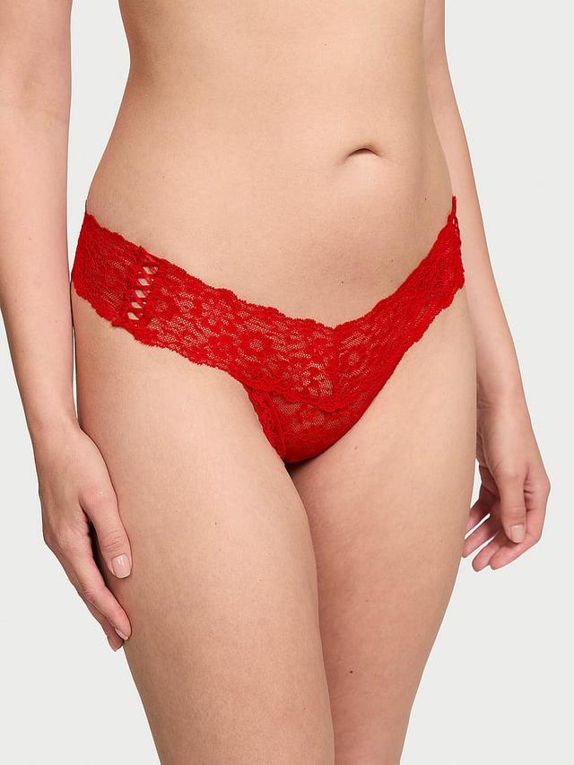 Lace-Up Lace Thong Panty Product Image