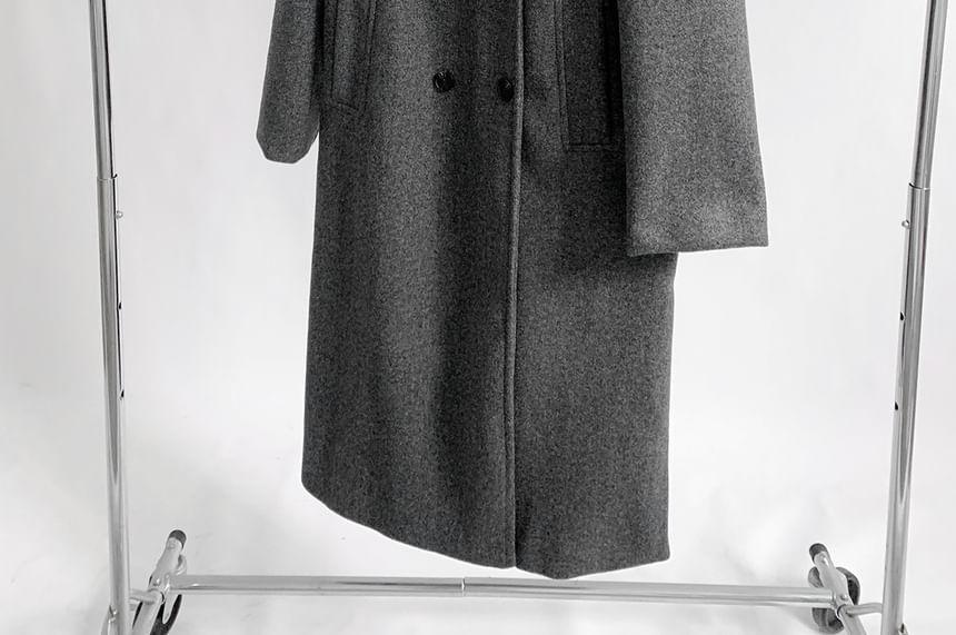 Plain Midi Double-Breasted Coat Product Image