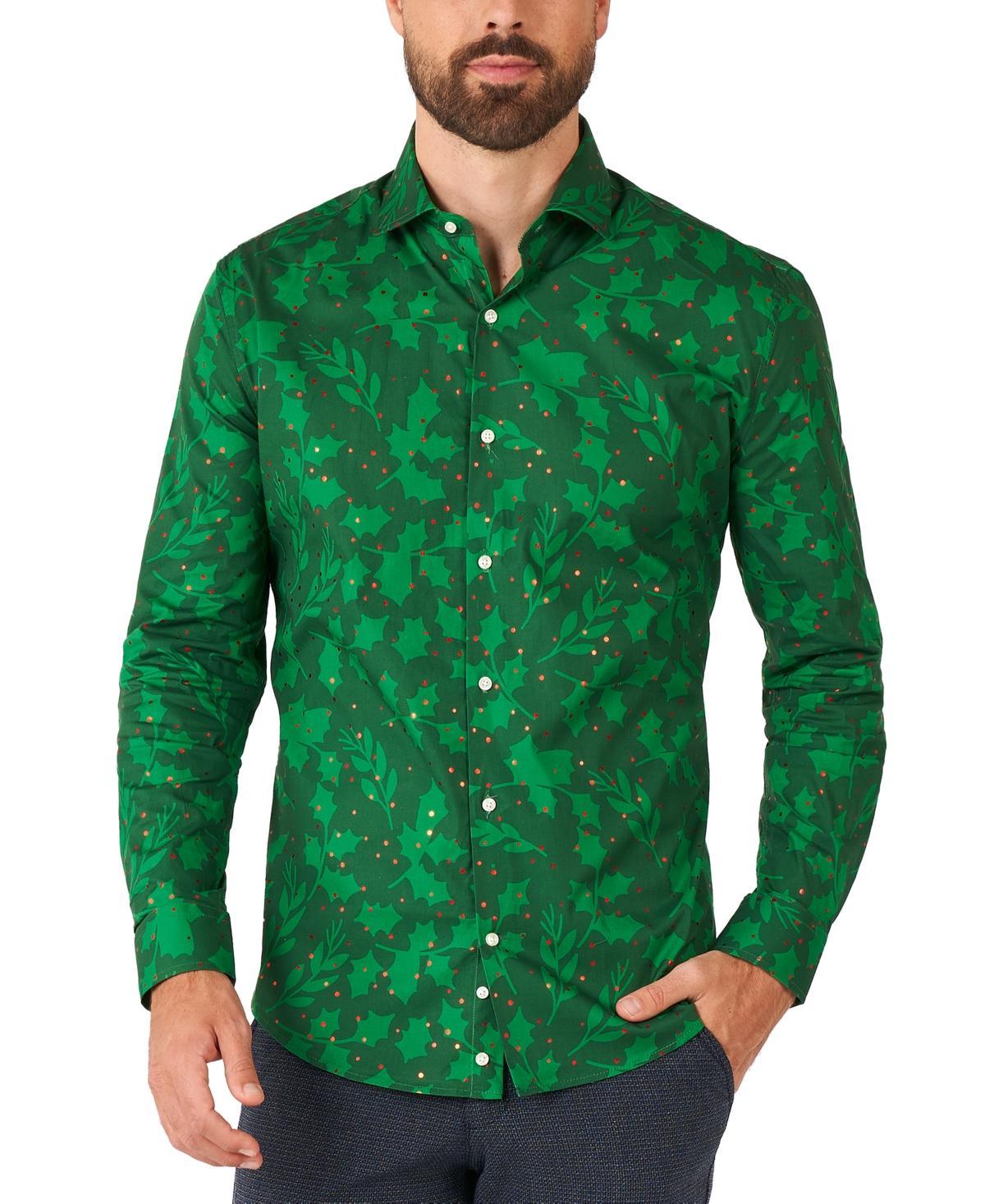 OppoSuits Mens Long-Sleeve Green Berry Shirt Product Image