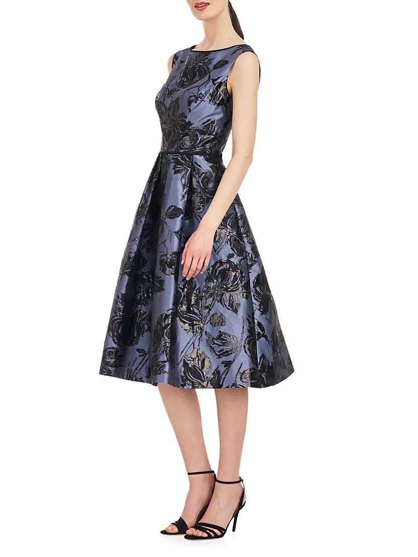 Jackie Metallic Floral Midi-Dress Product Image