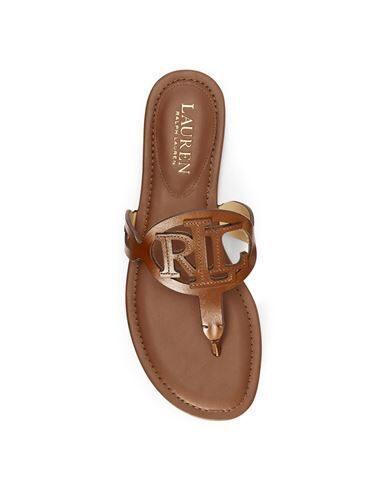 LAUREN RALPH LAUREN Audrie Burnished Leather Sandal In Deep Saddle Tan Product Image