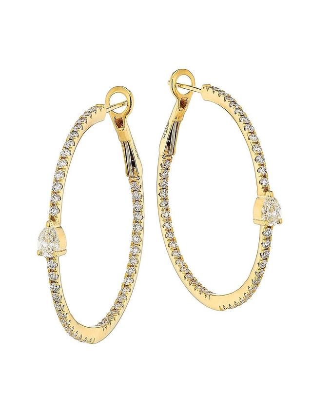 Womens 14K Yellow Gold & 2.1 TCW Diamond Inside-Out Hoop Earrings Product Image