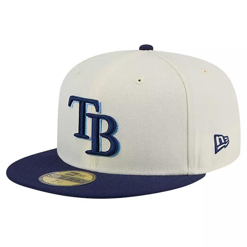 Mens New Era Cream Tampa Bay Rays Evergreen Chrome 59FIFTY Fitted Hat Product Image