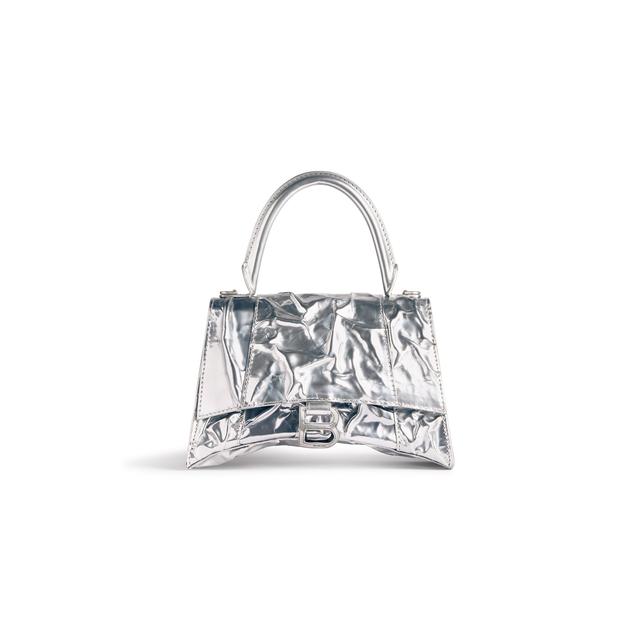 Women's Hourglass Small Handbag Crushed Effect  in Silver Product Image