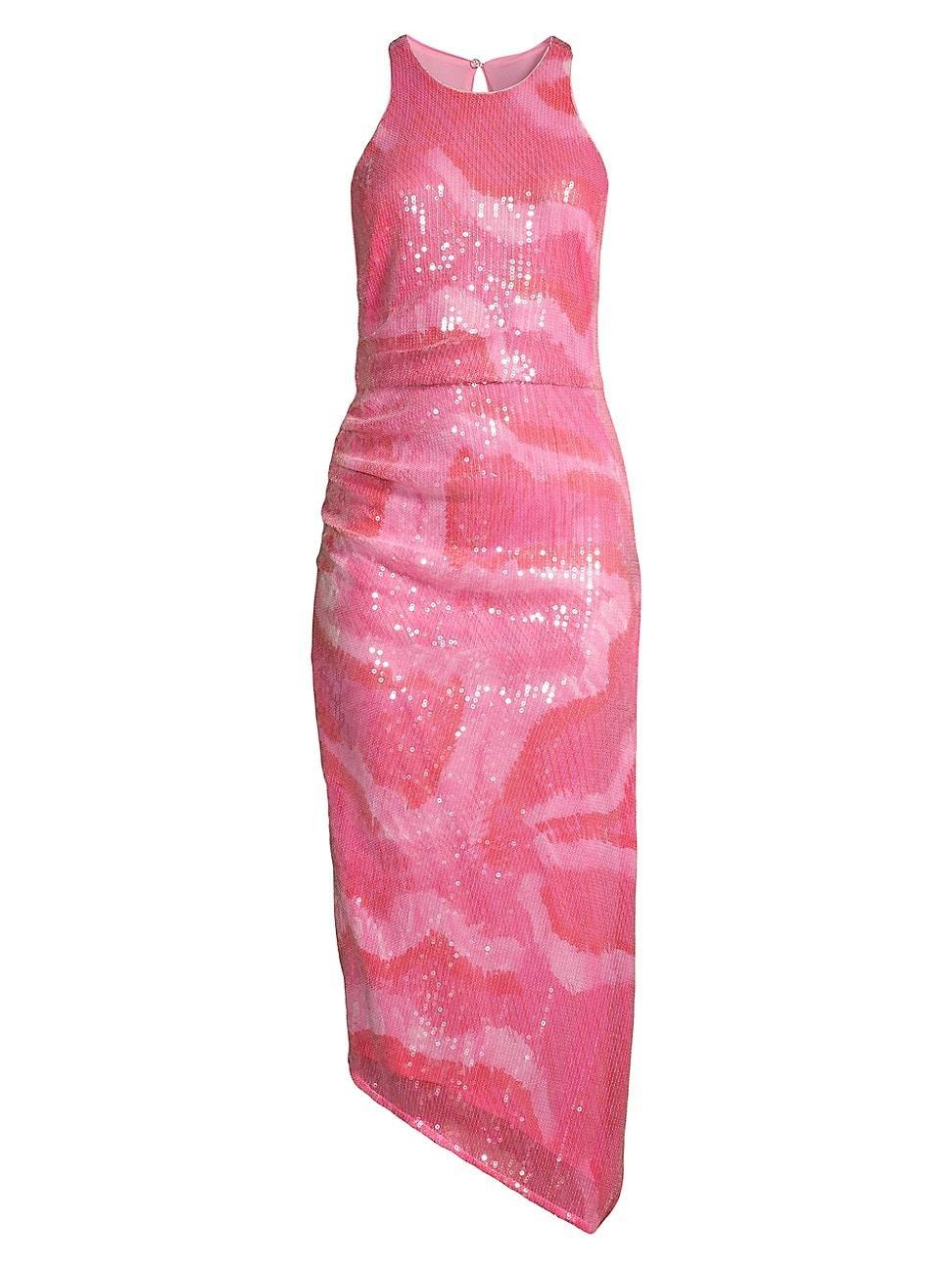 Womens Perla Sequin Asymmetric Maxi Dress Product Image