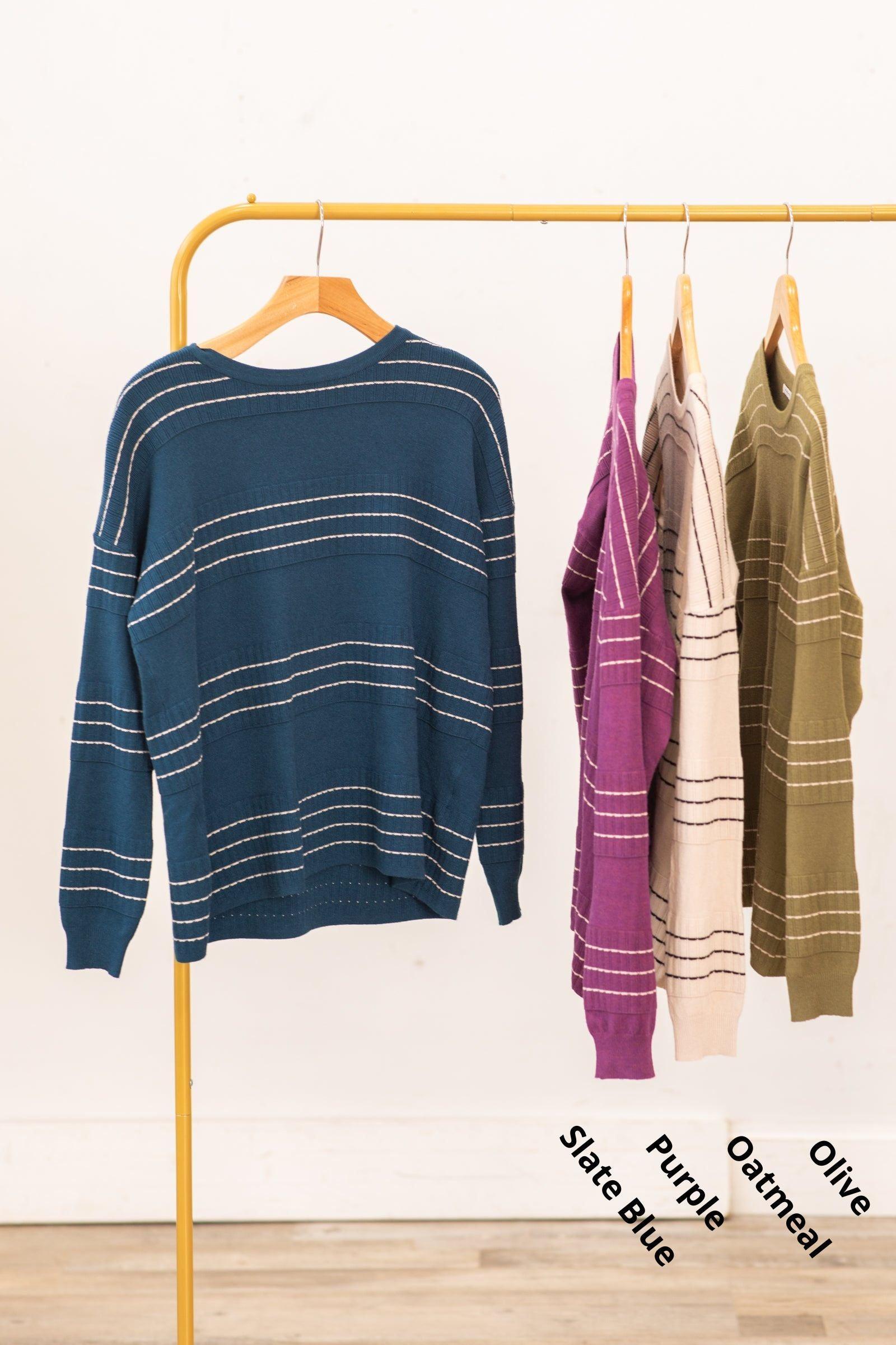 Stitch Stripe Sweater Knit Top Product Image