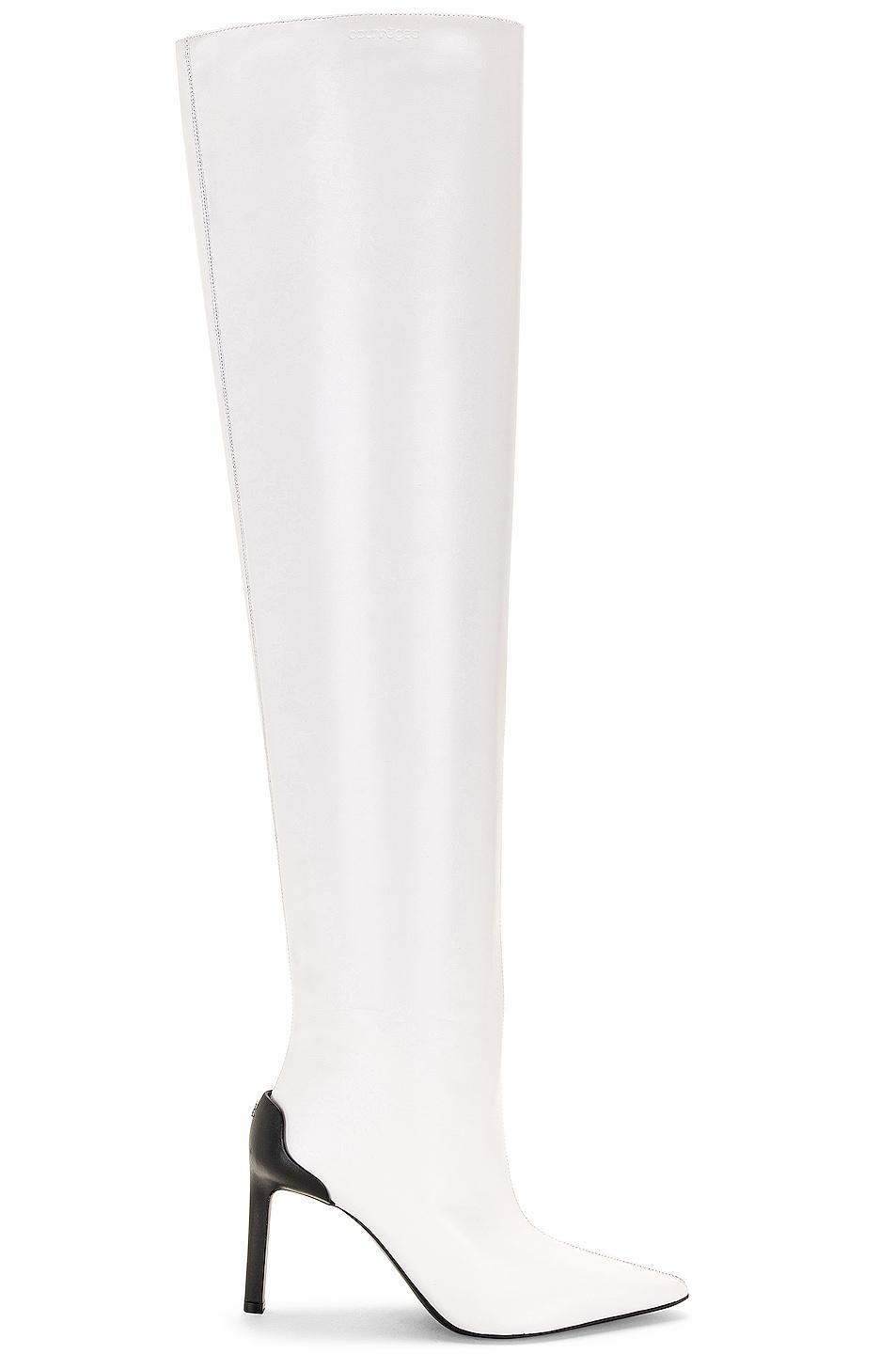 Courreges Sharp Leather High Boots in White product image