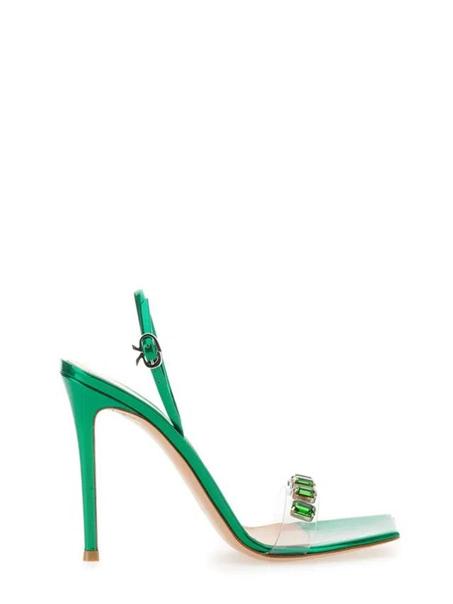 GIANVITO ROSSI Candy Ribbon Sandal In Green Product Image