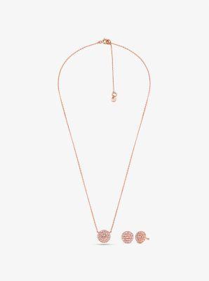 Michael Kors Brilliance Pave Disc Necklace and Stud Earring Set Product Image