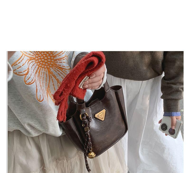 Plain Faux Leather Tote Bag Product Image