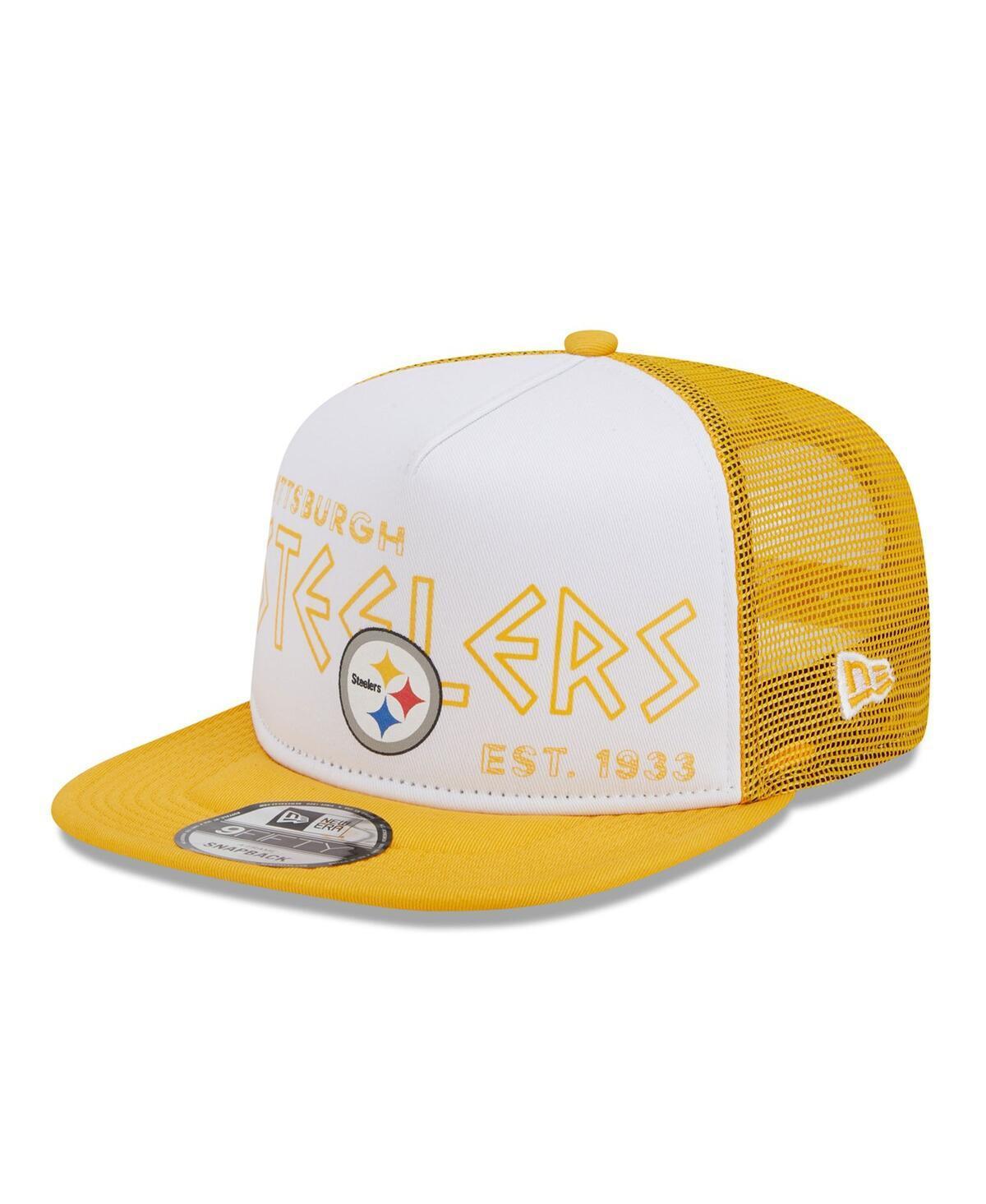 Mens New Era /Gold Pittsburgh Steelers Banger 9FIFTY Trucker Snapback Hat Product Image