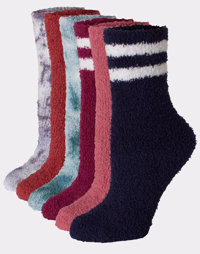 Hanes Womens Cozy Crew Socks, 6-Pairs Ath Stripe/Tie Dye/Solid Asst 5-9 Product Image