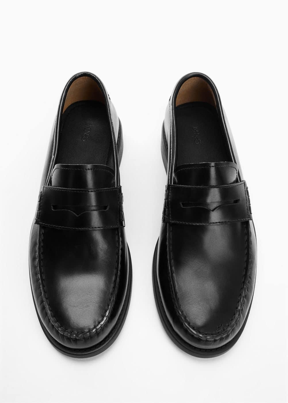 MANGO MAN - Aged-leather loafers blackMen Product Image