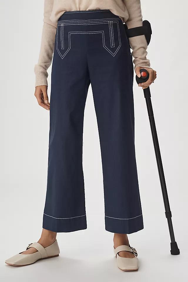 The Colette Cropped High-Rise Wide-Leg Pants by Maeve: Sailor Edition Product Image