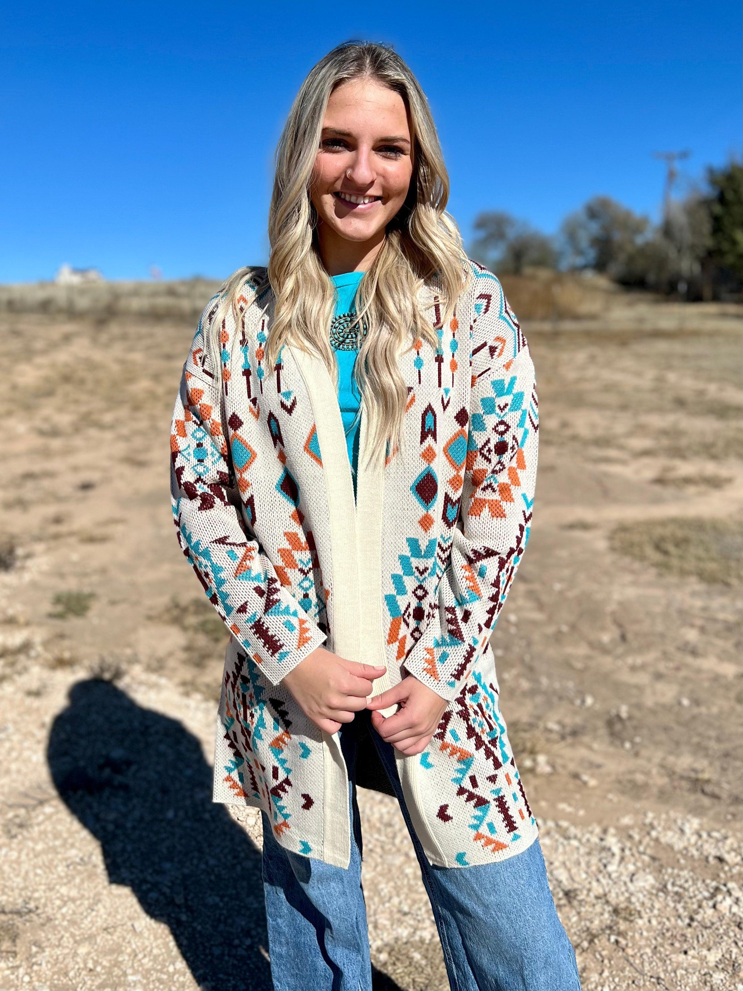 Turquoise And Orange Knitted Cardigan* product image