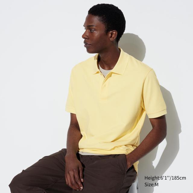 Mens Dry Pique Polo Shirt with Quick-Drying Yellow Small UNIQLO US Product Image