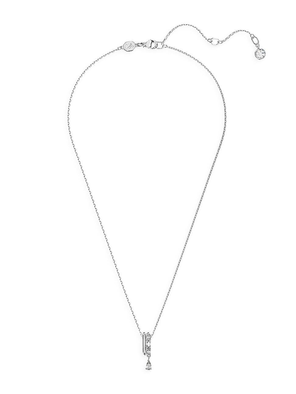 Womens Dextera Rhodium-Plated & Crystal Double-Ring Pendant Necklace Product Image