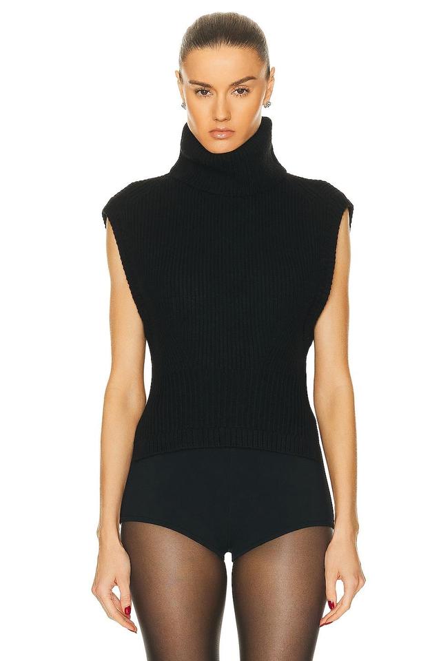 SIMKHAI Maple Sweater Top in Black. Size L, M, XS. Product Image