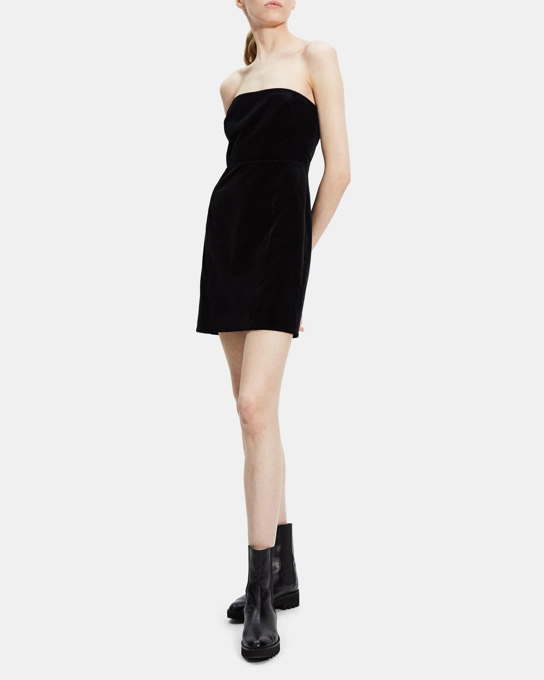 Strapless Mini Dress in Stretch Velvet Product Image