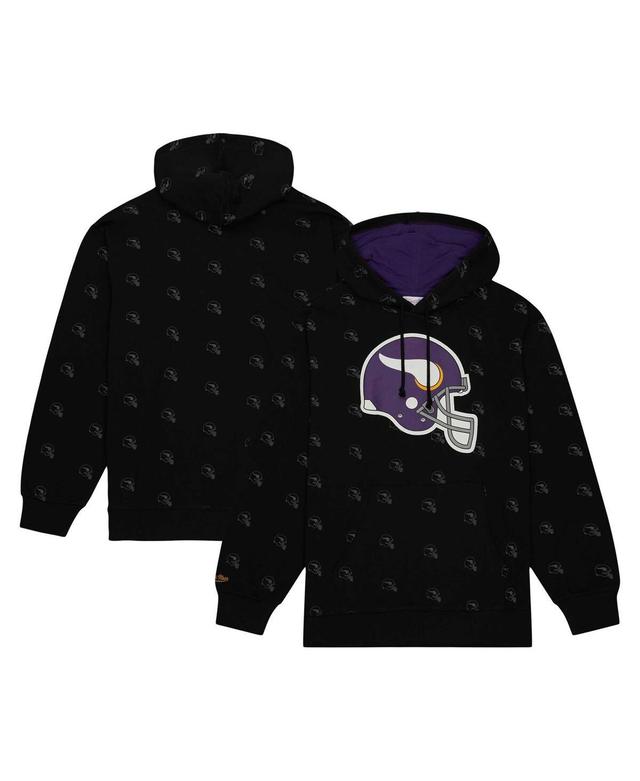 Mens Mitchell & Ness Black Minnesota Vikings Allover Print Fleece Pullover Hoodie Product Image