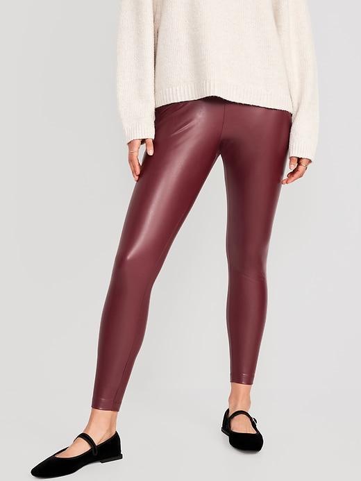 High-Waisted Faux-Leather Leggings for Women Product Image