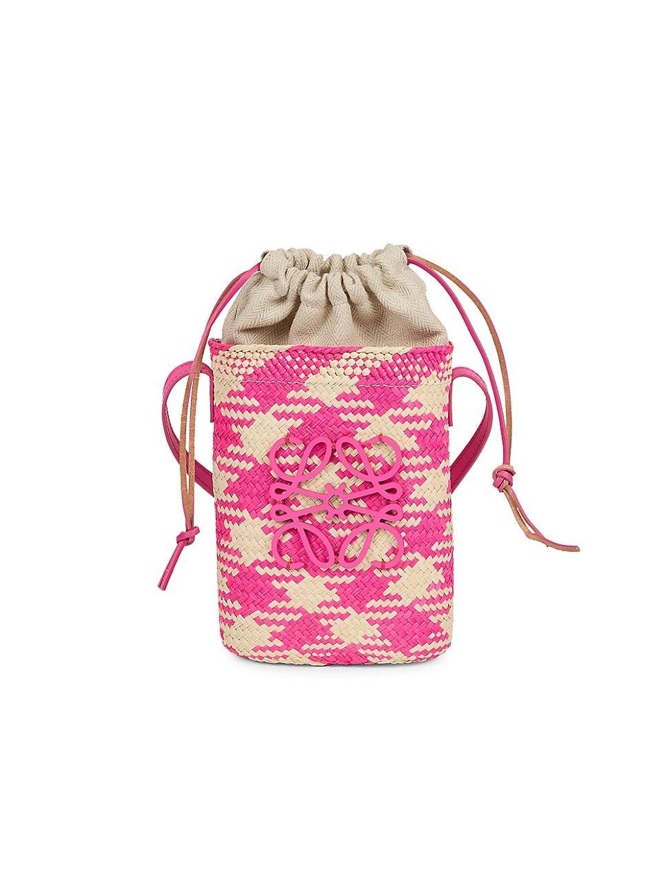 Womens LOEWE x Paulas Ibiza Woven Check Bucket Bag Product Image