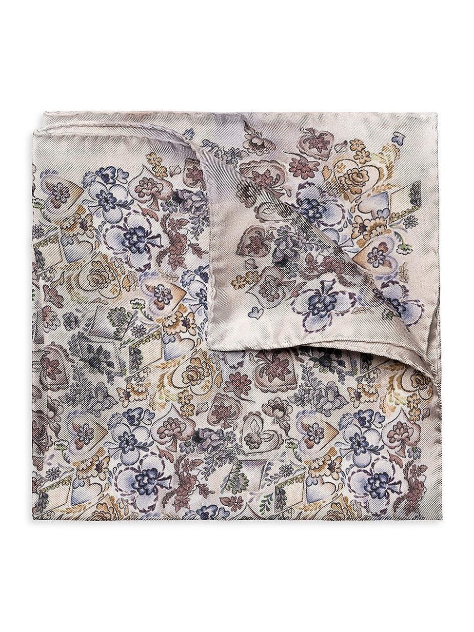 Mens Floral Silk Pocket Square Product Image