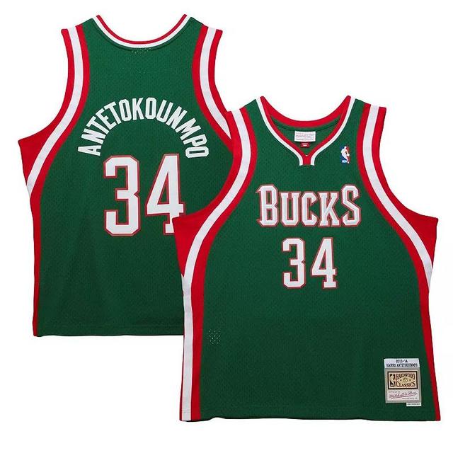 Mens Mitchell & Ness Giannis Antetokounmpo Hunter Green Milwaukee Bucks 2013/14 Hardwood Classics Swingman Jersey Product Image