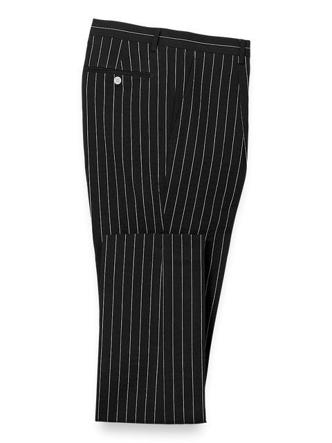 Cotton Stretch Seersucker Pinstripe Single Pleat Suit Pants - Black product image