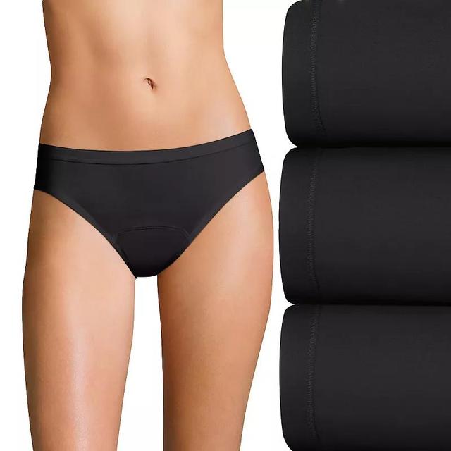 Womens Hanes Ultimate 3-Pack Comfort, Period. Bikini Moderate Leak Period Underwear 42FDM3, Womens Product Image