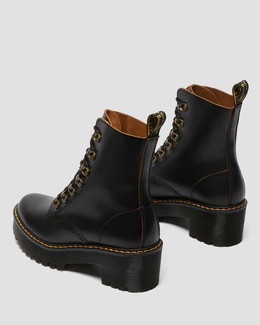 Dr. Martens Leona Smooth Leather Chunky Lug Sole Platform Heel Combat Boots Product Image